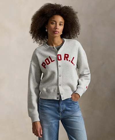 Polo Ralph Lauren Women's Crewneck Logo Fleece Cardigan Sweater