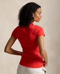 Polo Ralph Lauren Women's Wave Crewneck Logo Rib Knit T-Shirt