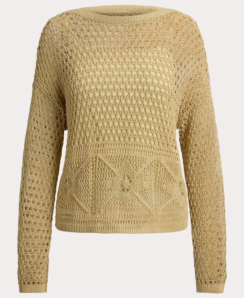 Lauren Ralph Women's Pointelle-Knit Boat Neck Sweater