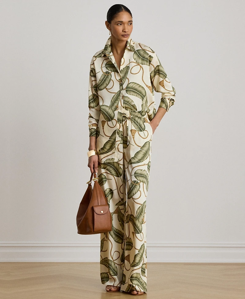Lauren Ralph Women's Point Collar Rope-Print Twill Shirt