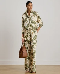 Lauren Ralph Women's Point Collar Rope-Print Twill Shirt