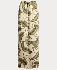 Lauren Ralph Women's Mid-Rise Rope-Print Twill Wide-Leg Pants
