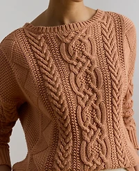 Lauren Ralph Women's Cable-Knit Boat Neck Sweater