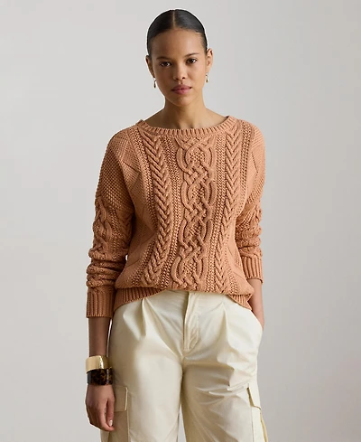Lauren Ralph Women's Cable-Knit Boat Neck Sweater