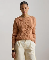 Lauren Ralph Women's Cable-Knit Boat Neck Sweater