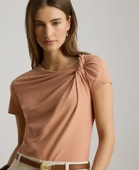 Lauren Ralph Women's Straight-Fit Twist-Neck T-Shirt