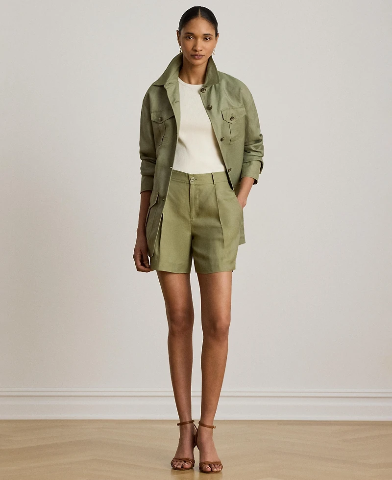 Lauren Ralph Women's High-Rise Pleated Twill Shorts