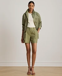 Lauren Ralph Women's High-Rise Pleated Twill Shorts