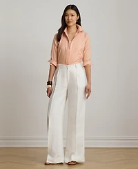 Lauren Ralph Women's Classic Fit Striped End-On-End Shirt