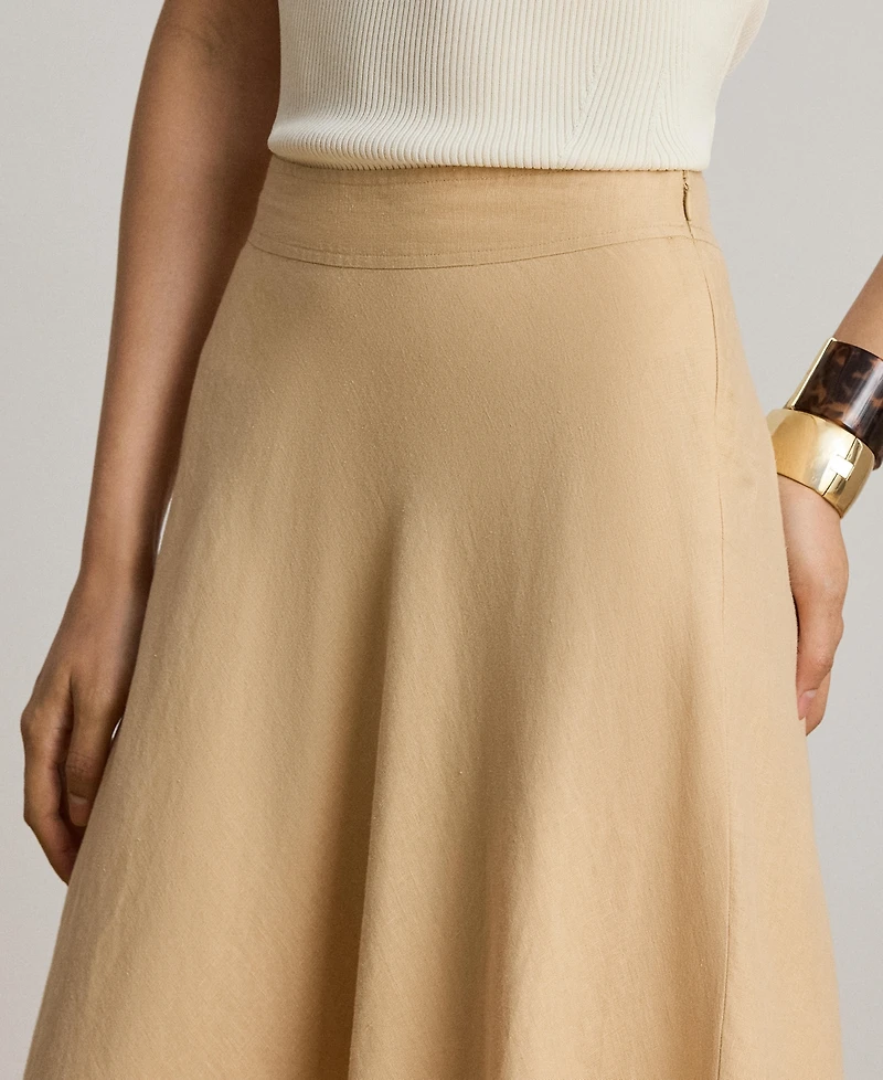 Lauren Ralph Women's Linen A-Line Midi Skirt