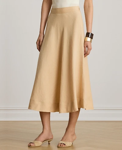 Lauren Ralph Women's Linen A-Line Midi Skirt