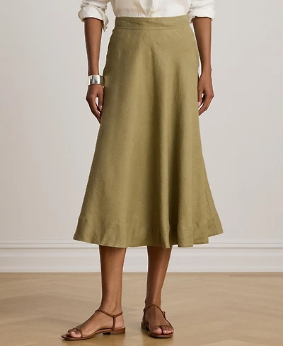 Lauren Ralph Women's Linen A-Line Midi Skirt