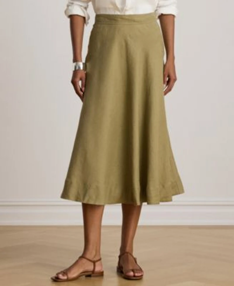 Lauren Ralph Lauren Womens Linen A Line Midi Skirt