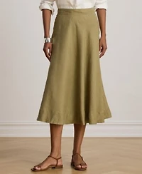 Lauren Ralph Lauren Womens Linen A Line Midi Skirt