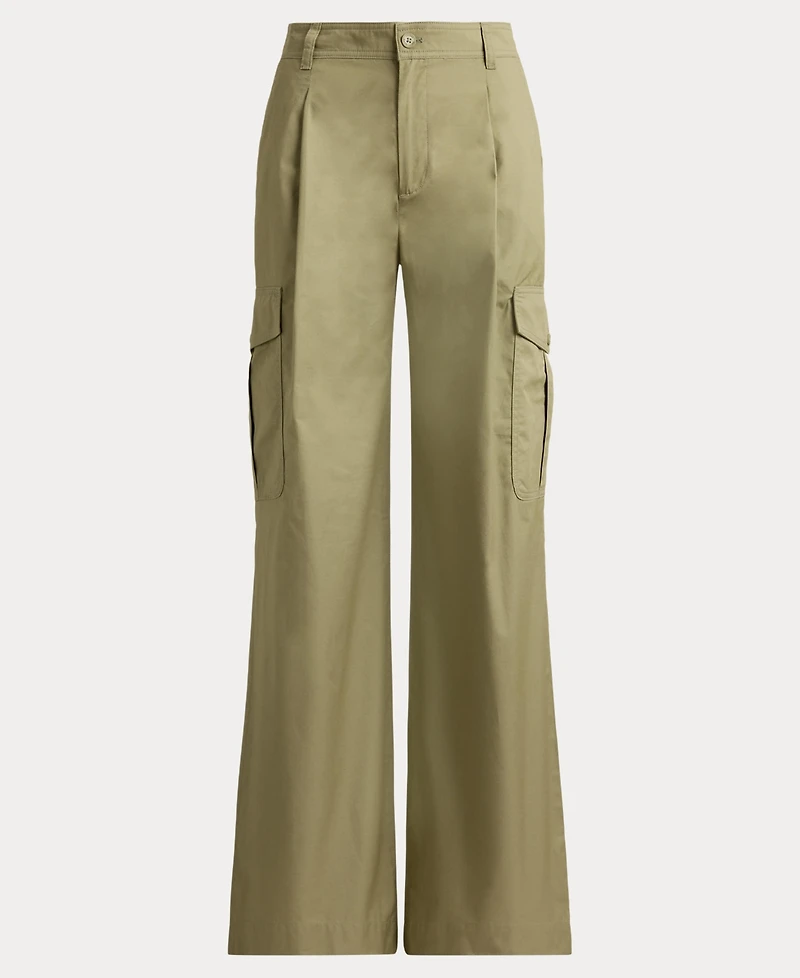 Lauren Ralph Women's High-Rise Pleated Wide-Leg Cargo Pants