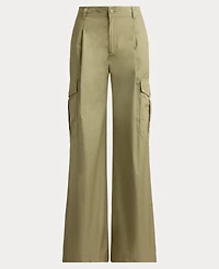 Lauren Ralph Women's High-Rise Pleated Wide-Leg Cargo Pants