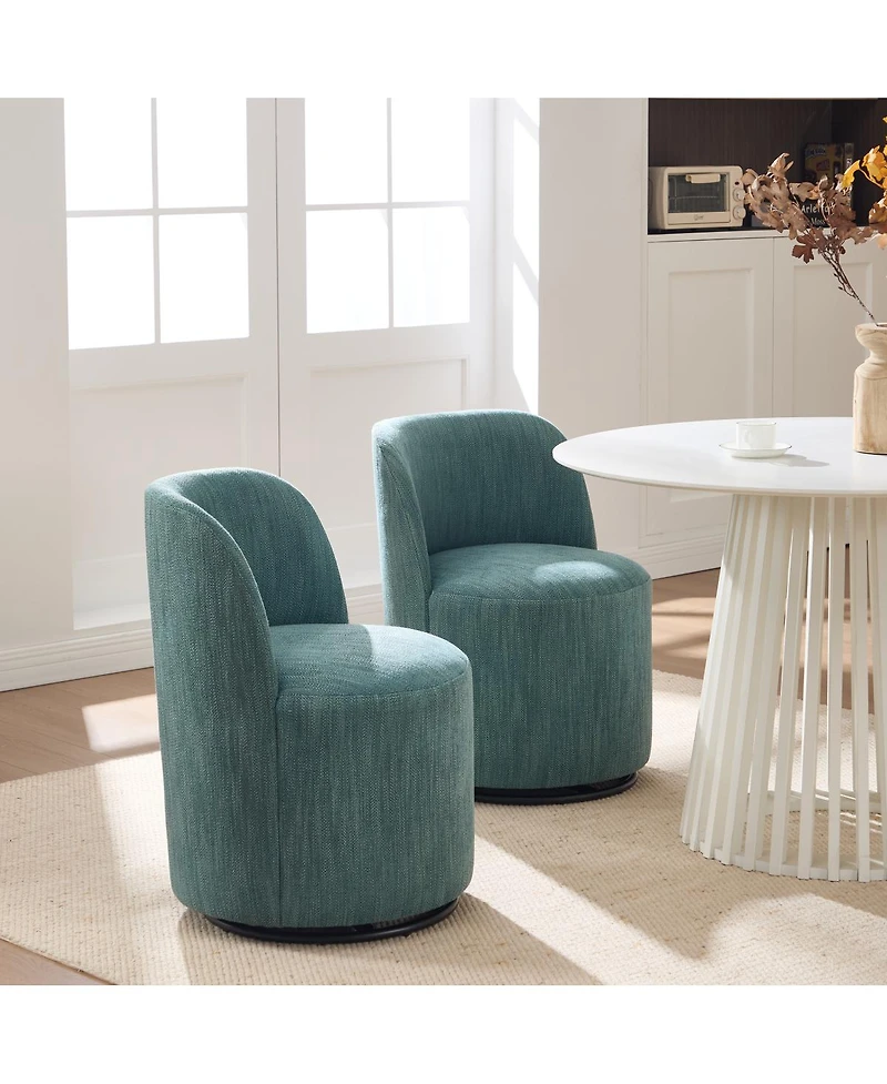 Streamdale Furniture Swivel Barrel Dining Chair, Mid Century Modern Linen Accent Chair