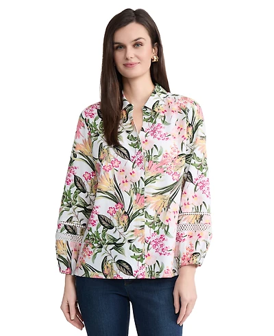 Jones New York Women's Printed Button-Front Long-Sleeve Shirt