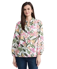 Jones New York Women's Printed Button-Front Long-Sleeve Shirt