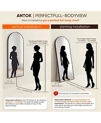 Antok Full Length Mirror, 64"x21" Floor Mirror, Arch Floor Standing Mirror Freestanding Arch Full Body with Stand for Bedroom