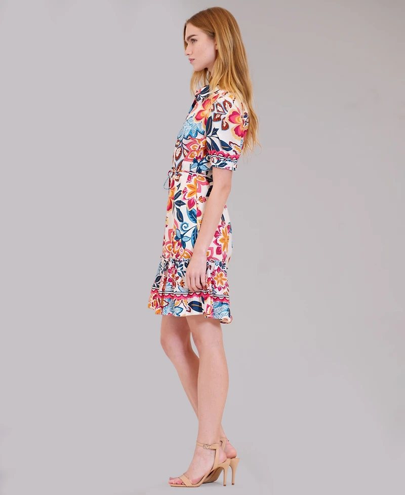 julia jordan Women's Printed Collared Neck Shirt Dress