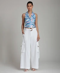 Avec Les Filles Women's Mid-Rise Wide-Leg Pants