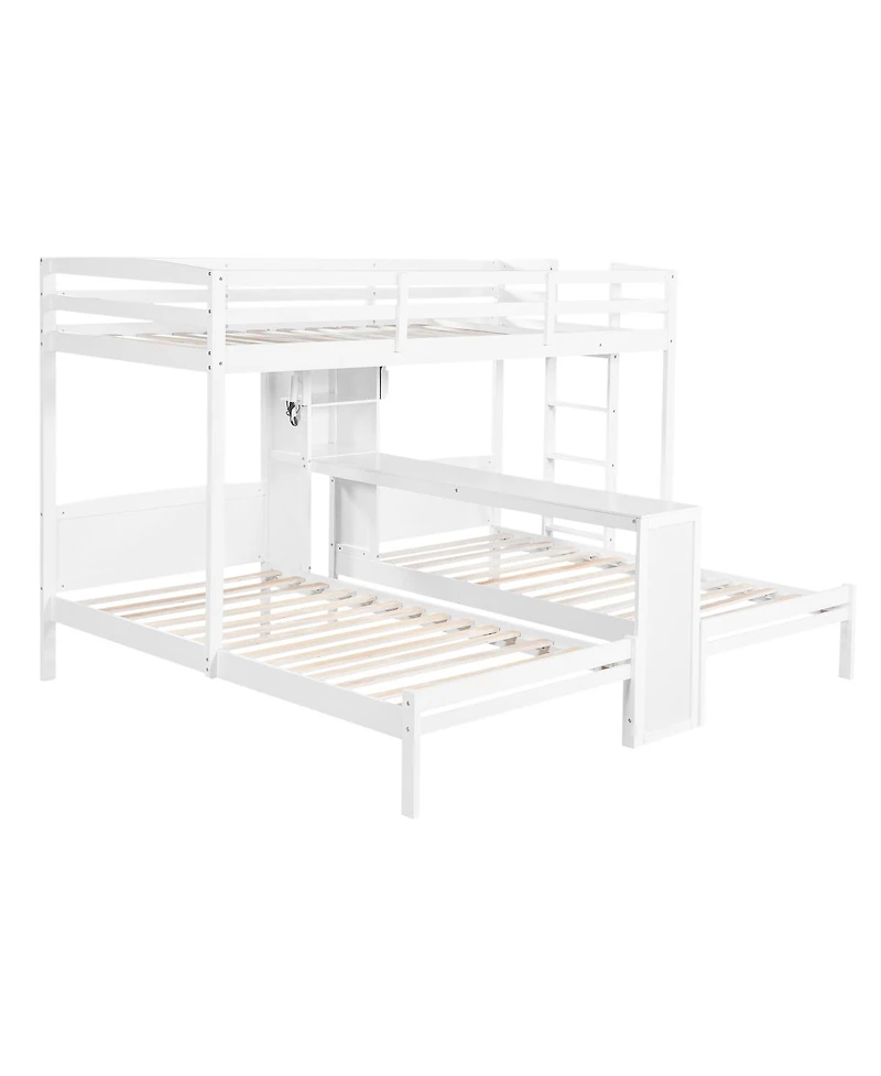 Streamdale Furniture Twin Bunk Bed with Desk, Shelves and Lamp