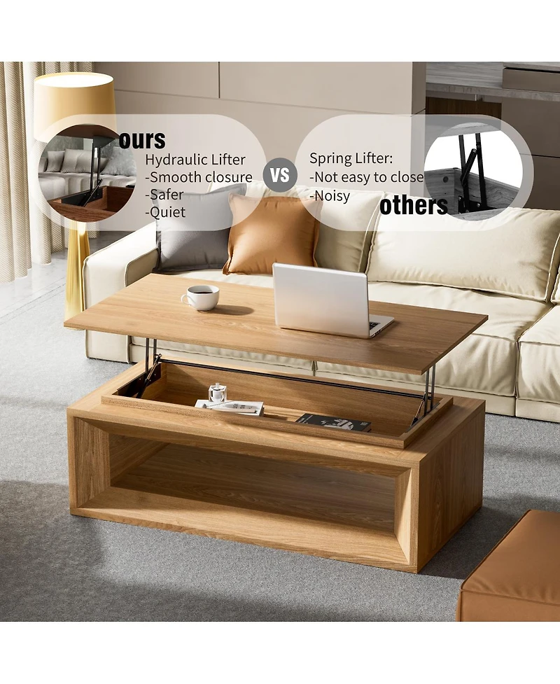 Streamdale Furniture Lift-Top Coffee Table with Storage and Adjustable Height