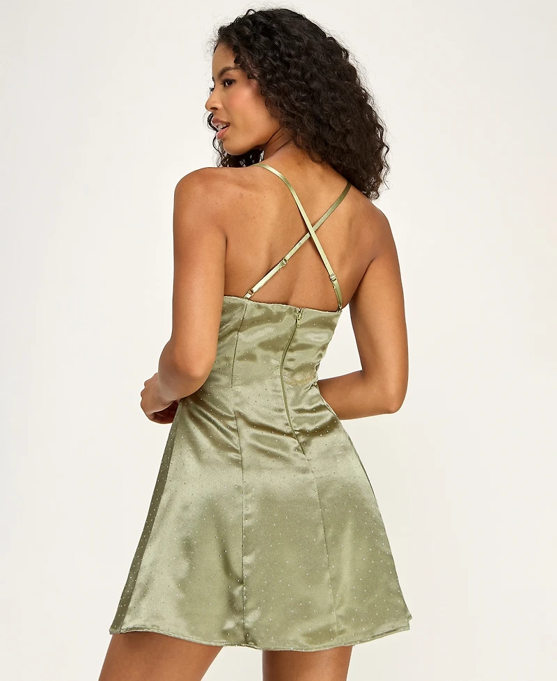 Seni & Cade Juniors' Studded Cross Back Mini Dress