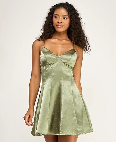 Seni & Cade Juniors' Studded Cross Back Mini Dress
