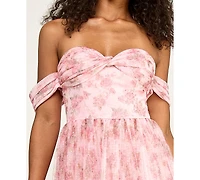 Seni & Cade Women's Floral Ruffle Hem Off-The-Shoulder Dress