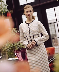 CeCe Women's Crochet Detail Long-Sleeve Crew Neck Cardigan