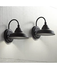 John Timberland Westley Rustic Farmhouse Outdoor Wall Light Fixtures Set of 2 Led Dark Sky Gooseneck Arm 8 for Post Exterior