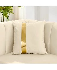 Streamdale Furniture Velvet 3-Seater Sofa with Gold Trim and Pillows