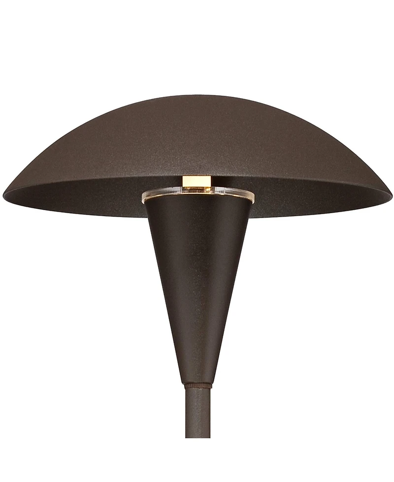 John Timberland Grant High Mid Century Modern Outdoor Landscape Mushroom Path Lights Porch Set of 2 Led Bulb Bronze Finish