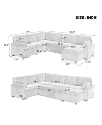 Streamdale Furniture U-Shape Sectional Sofa Bed with Storage