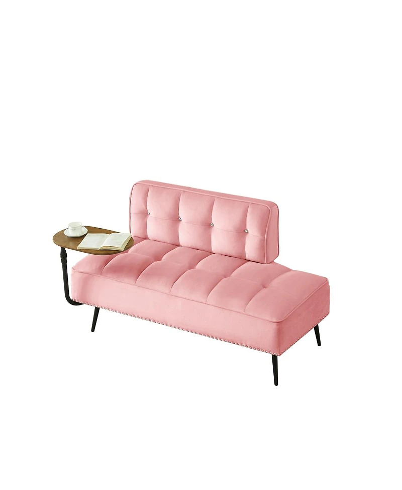 Streamdale Furniture Modern 54" Velvet Loveseat w/ Rotating Side Table