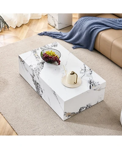 Streamdale Furniture Marble Pattern Mdf Coffee Table - Luxurious Living Room Accent