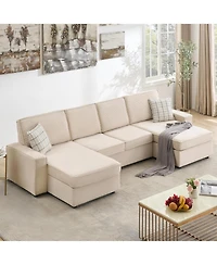 gaomon Modular Sectionla Sofa, 7 Seat U-Shaped Couch with Removable Washable Covers, Modern Convertible Deep Seat Sofa