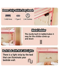 Streamdale Furniture Metal Bunk Bed w/Usb, Split, Storage