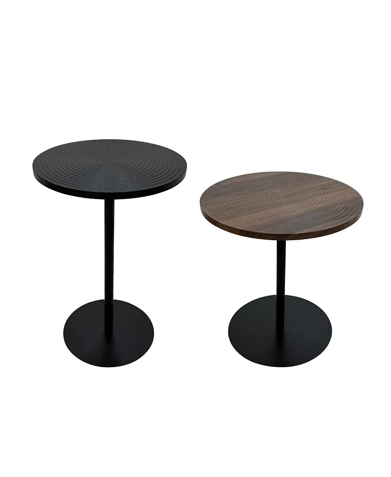 Streamdale Furniture 2-Piece Small Round Wood/Metal Side Tables