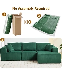 gaomon 108" modular sectional with cloud foam, L shape chaise, corduroy fabric, throw pillows, no assembly, comfy and space saving design.