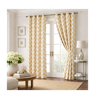 Kate Aurora 2 Piece Chevron Room Darkening Grommet Top Window Curtain Panels