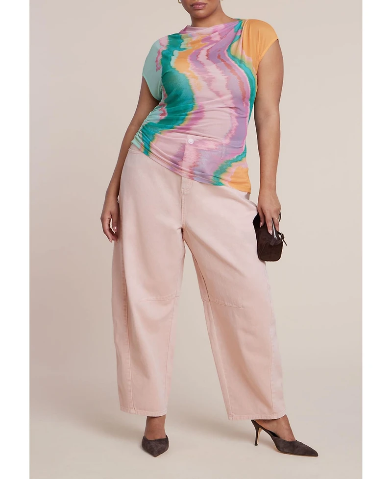 Eloquii Women's Pink Wash Barrel Leg Jean