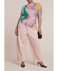 Eloquii Women's Pink Wash Barrel Leg Jean