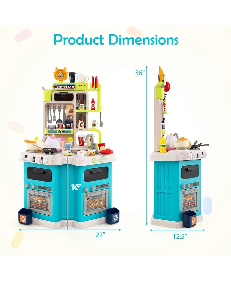 Slickblue Kids Corner Play Kitchen with Realistic Lights and Sounds