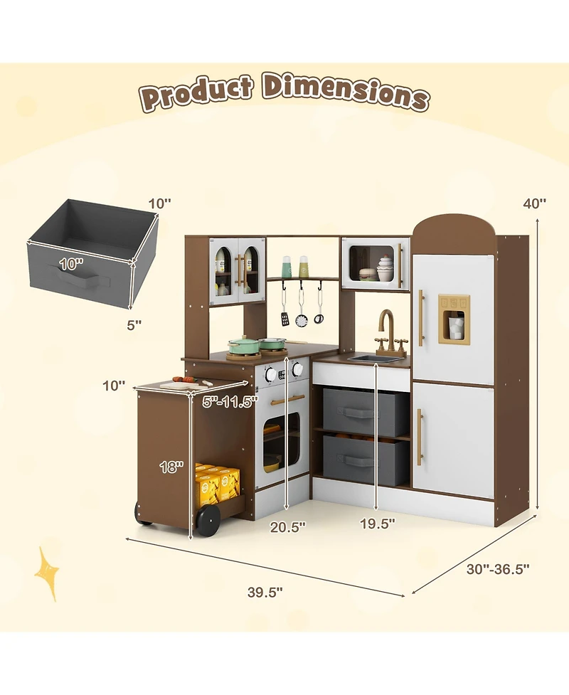Slickblue Corner Kids Kitchen Set with Realistic Lights and Sounds