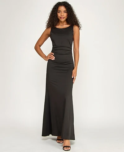 Katia Rae Women's Crewneck Pull-On Open Back Maxi Dress
