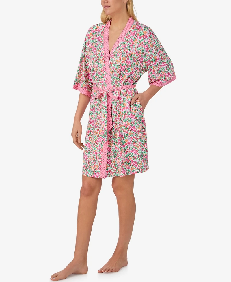 Ellen Tracy Women's Printed Wicking Jersey Short Robe
