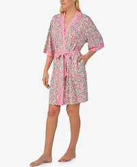 Ellen Tracy Women's Printed Wicking Jersey Short Robe